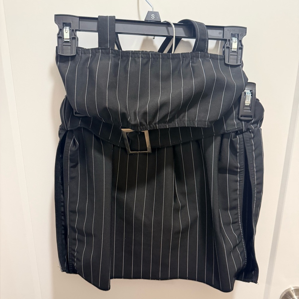 Black Pinstripe Jazz Top with Skirt with Belt